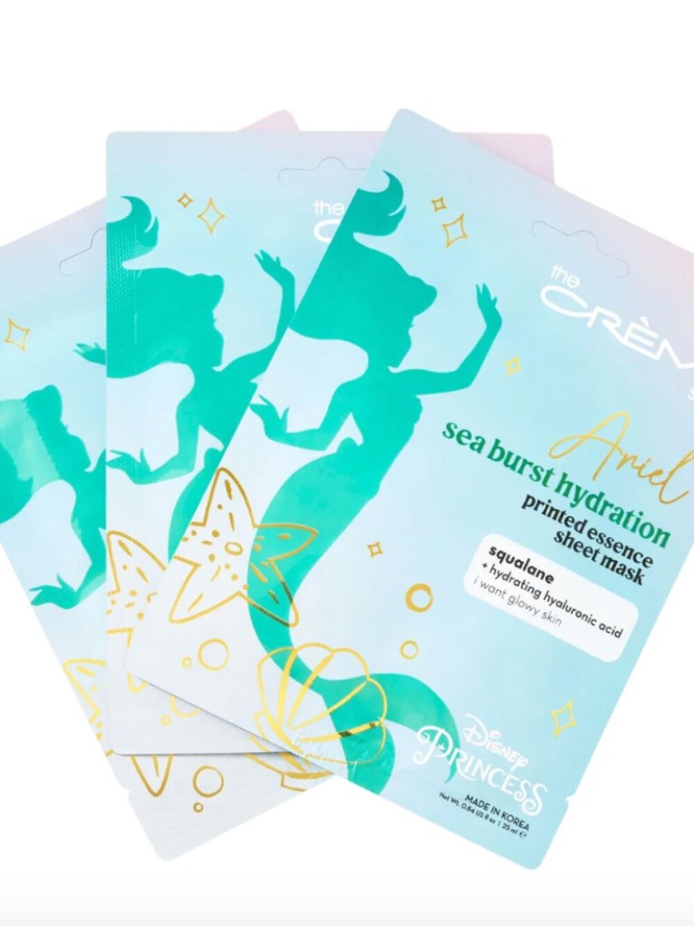 The Creme Shop Disney Ariel Sea Burst Hydration Sheet Mask (Box of 3) - NWT